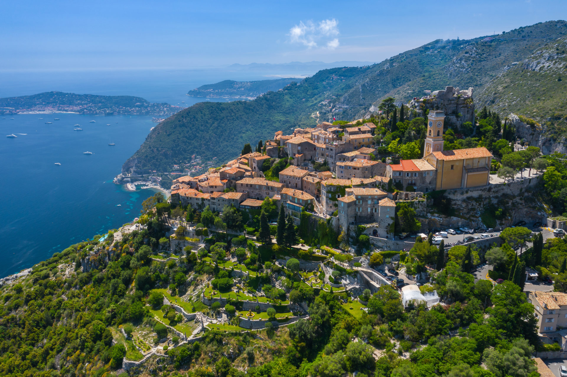 Aerial,View,Of,Medieval,Village,Of,Eze,,On,The,Mediterranean